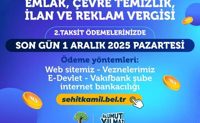 ŞEHİTKAMİL BELEDİYESİ VERGİ ÖDEMELERİNDE SON GÜN 01 ARALIK